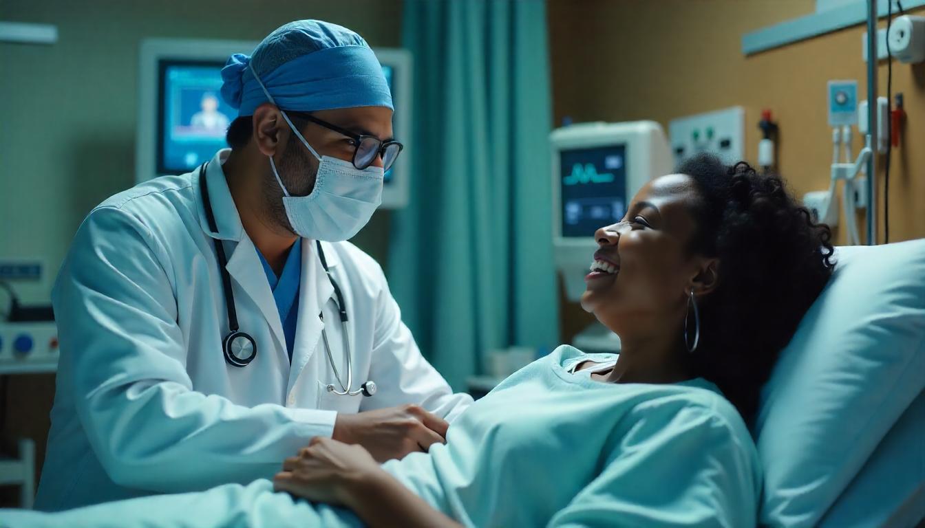Doctor attending to a happy, smiling patient Doctor attending to a happy, smiling patient